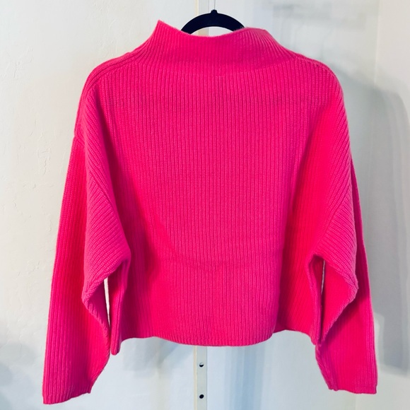 Anthropologie The Enza Ribbed Cashmere Mock Turtleneck Cropped Sweater, Pink, M - Picture 5 of 10